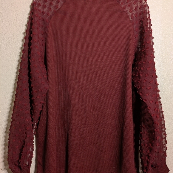 Miholl Sheer Sleeve Burgundy Blouse XXL Nwt - Picture 7 of 7